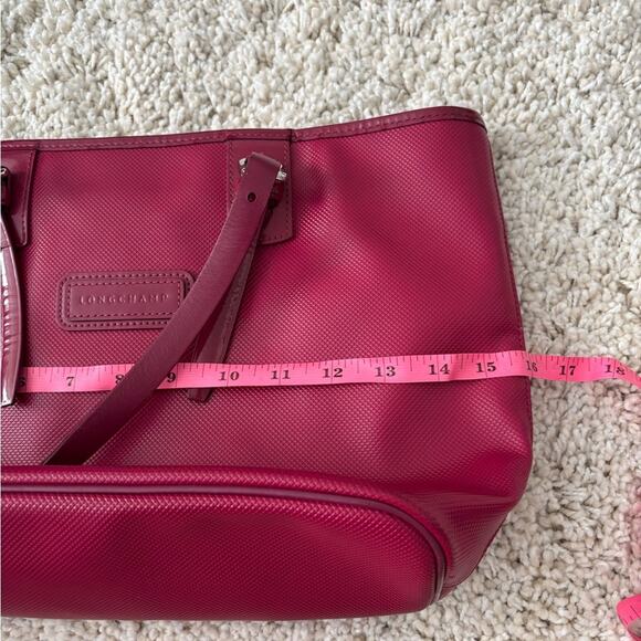 Longchamp Magenta Red Top Handle Tote Purse - Picture 8 of 10